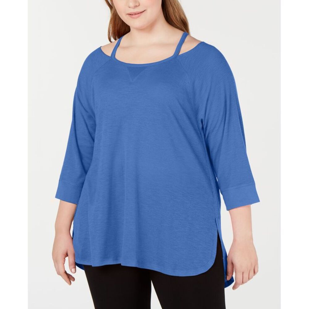 Calvin Klein Performance Plus Size Cutout Neck Top